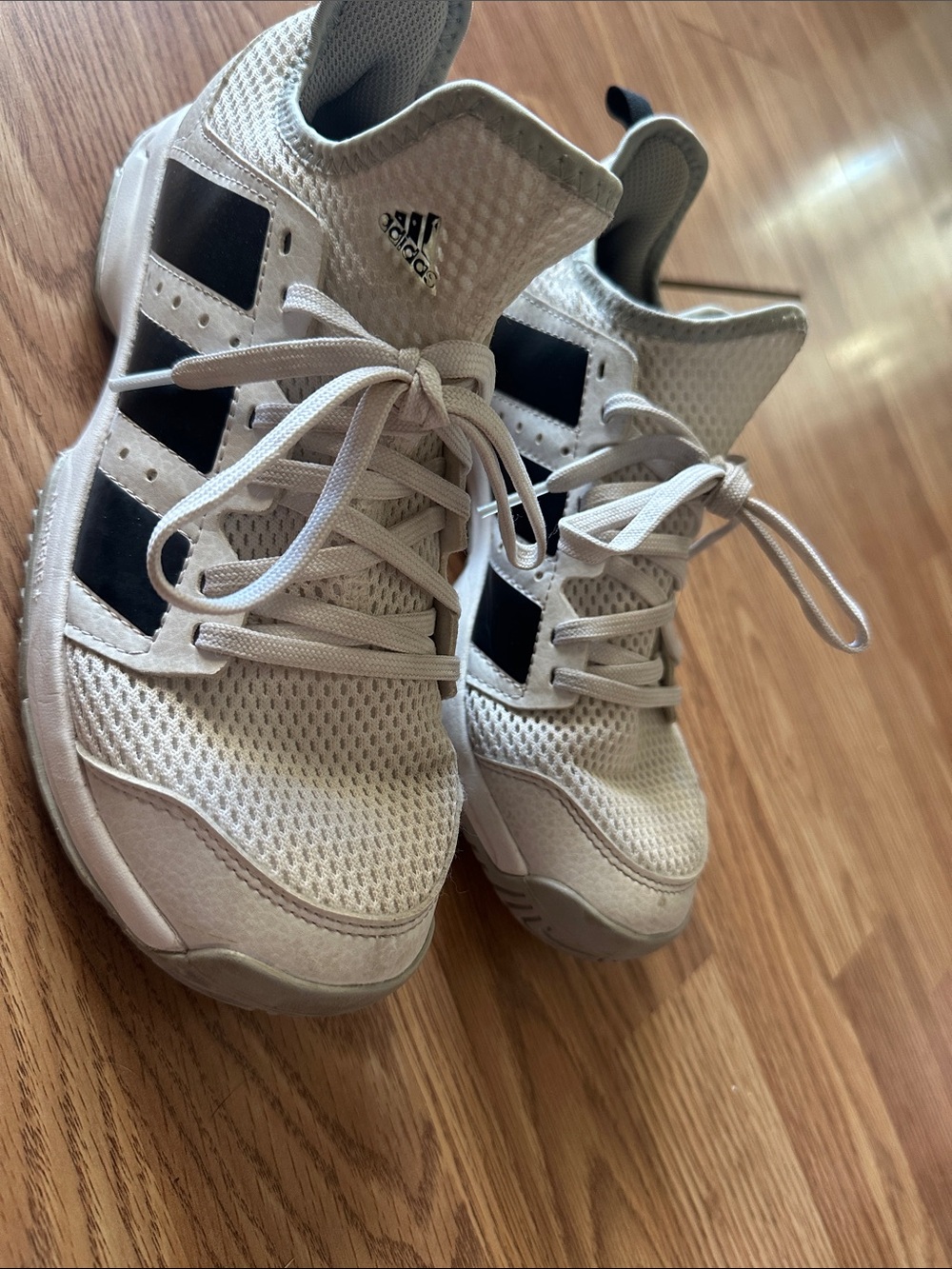 adidas Kids White Sneakers with Black Stripes